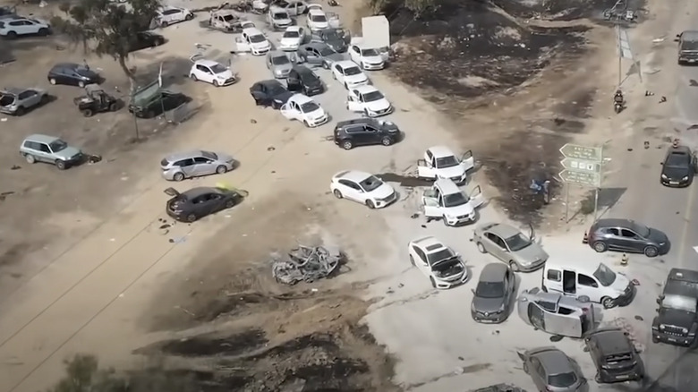 Overhead footage of Tribe of Nova damage