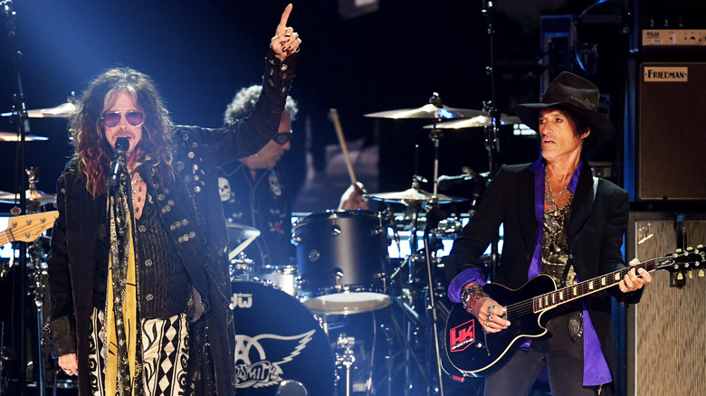 Aerosmith performing onstage
