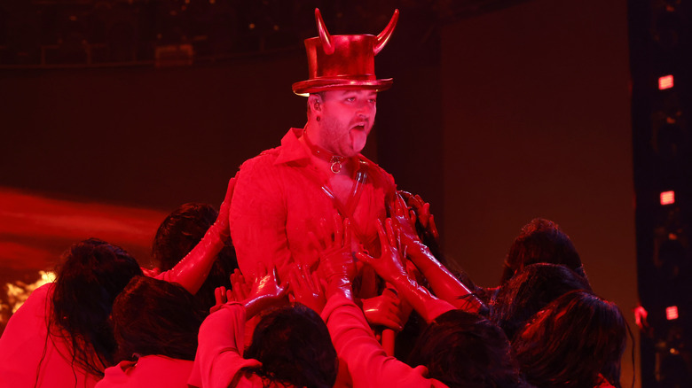 Sam Smith in red devil horns