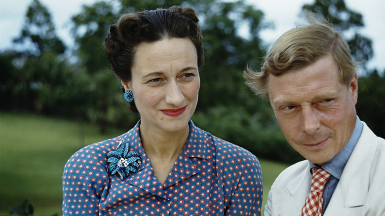 Wallis, Duchess of Windsor (1896-1986) and the Duke of Windsor (1894-1972) outside Goverment House in Nassau, the Bahamas