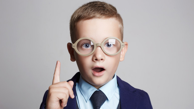 Smart boy child having an idea