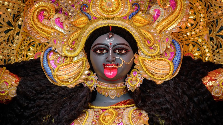 Decorated idol of the goddess Kali