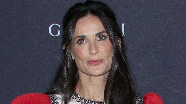 Demi Moore red and white dress