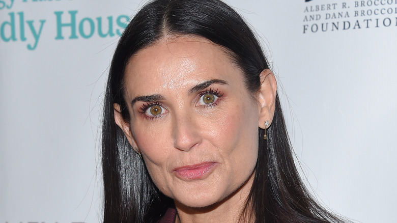 Demi Moore looking serious at event