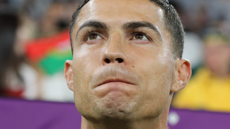 Cristiano Ronaldo looking up