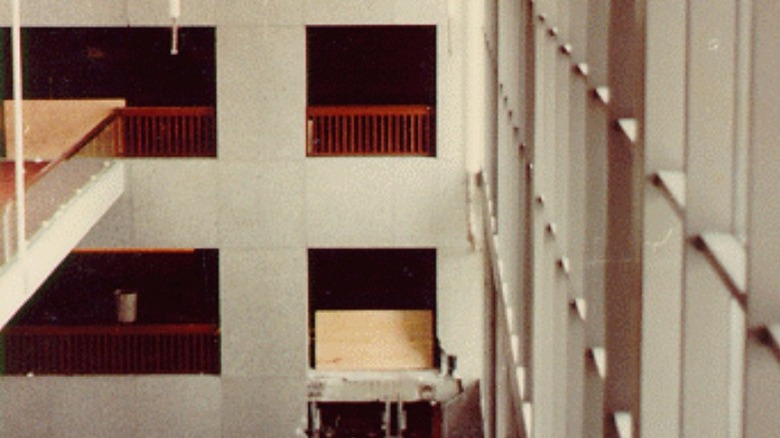 View of the side wall of where the walkways used to be