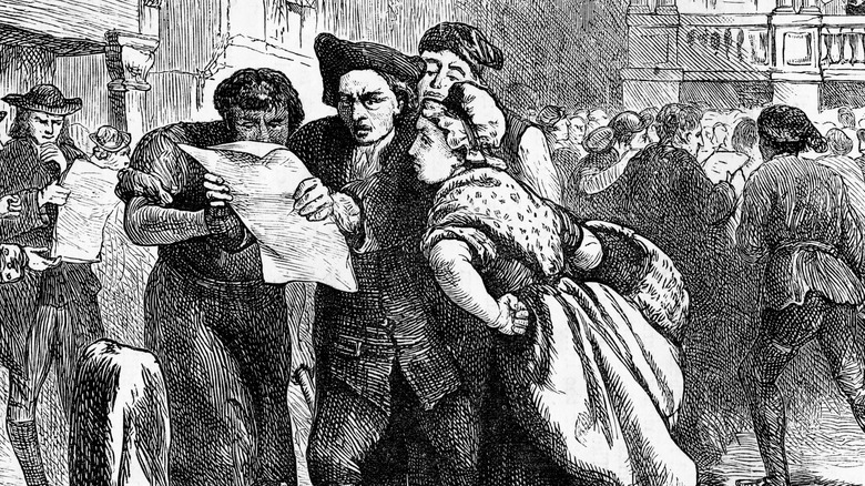 British colonists reacting to stamp tax