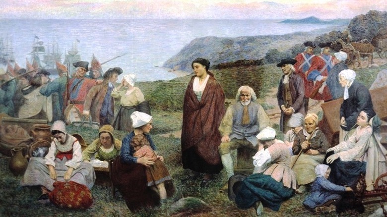 Painting of the deportation of the acadians