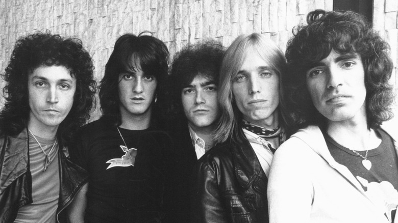 Black and white photo of Tom Petty and the Heartbreakers