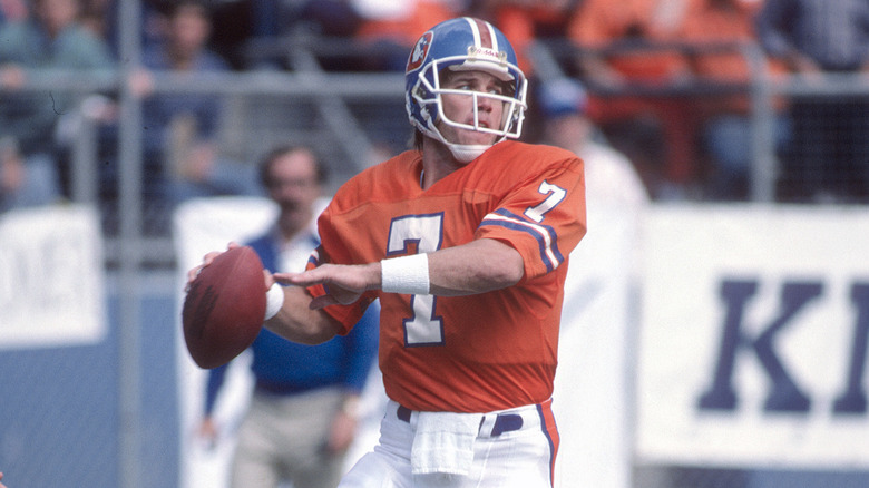 John Elway throwing a pass
