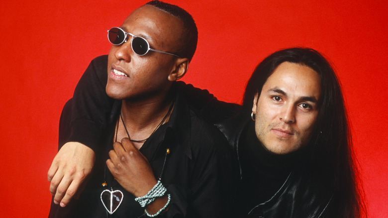 Charles and Eddie portrait red background