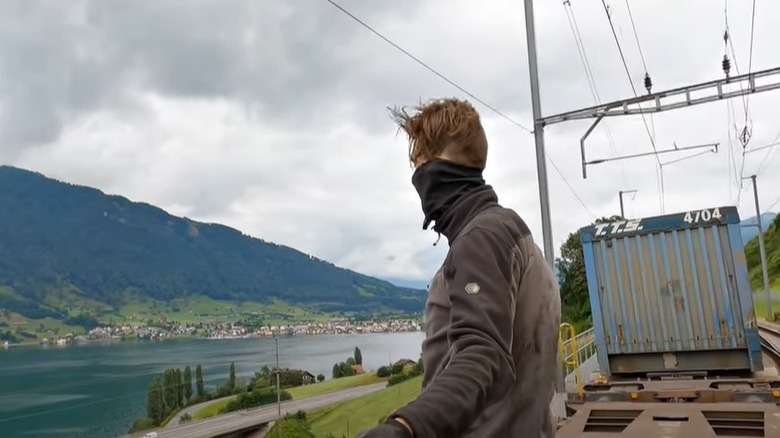 Video of train surfer