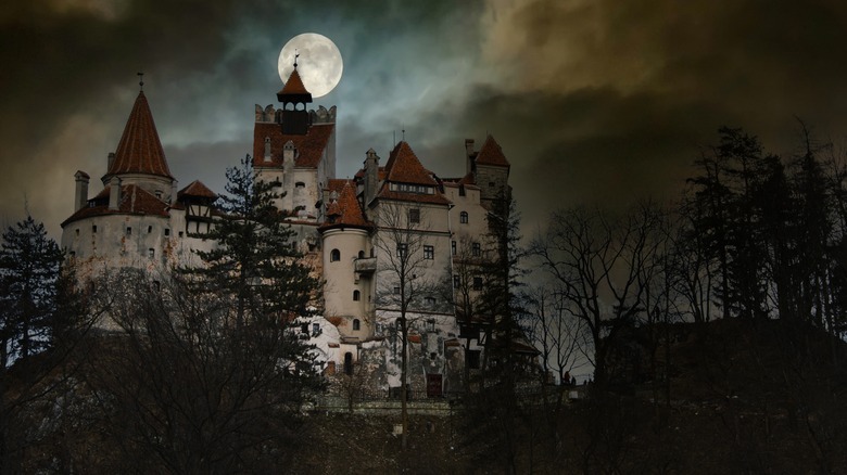 Castle in Transylvania in moonlight
