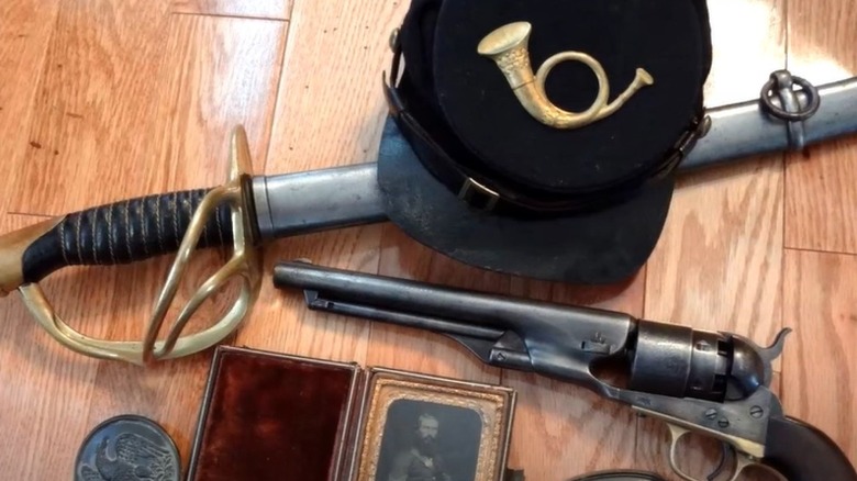 Civil War relics on a table
