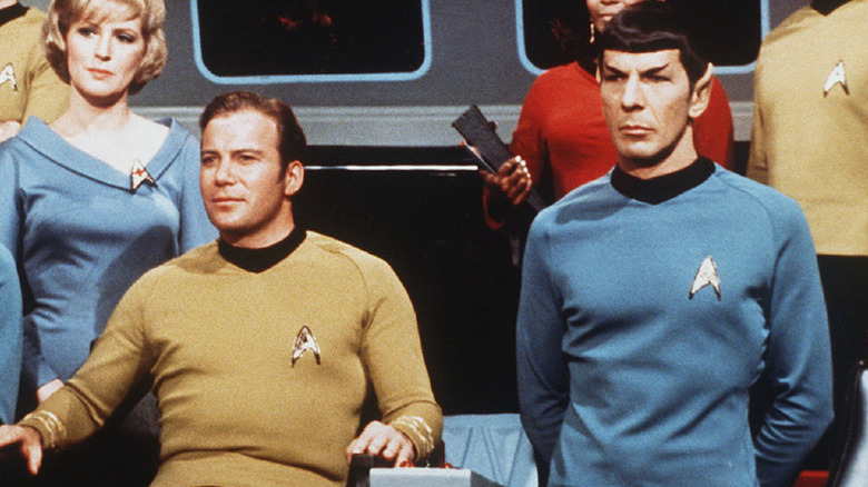 William Shatner and Leonard Nimoy in character for Star Trek publicity shot