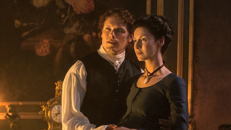 Sam Heughan and Caitriona Balfe in a scene from Outlander