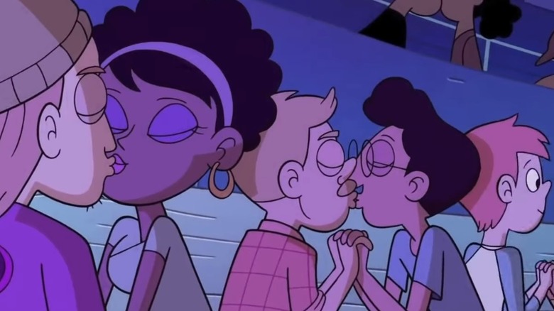 Cartoon of two men kissing