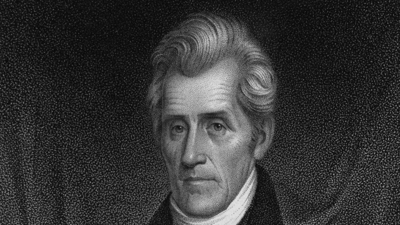 Drawing of Andrew Jackson looking forward