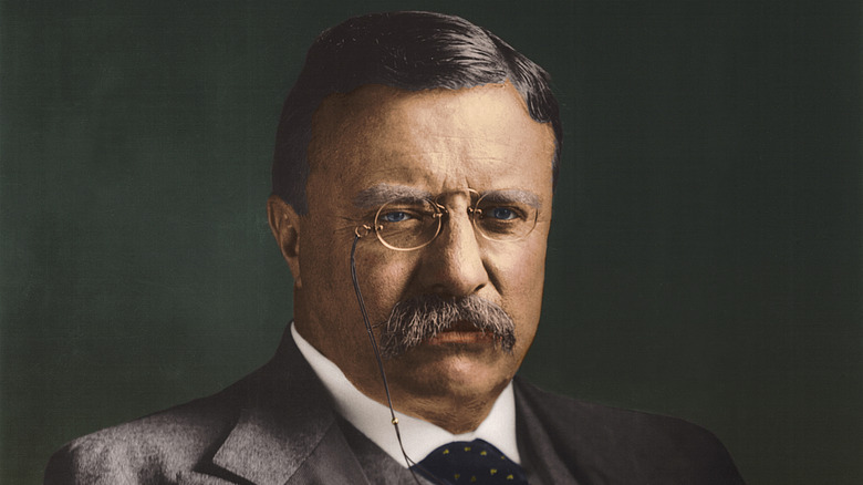 Teddy Roosevelt frowning with monocle
