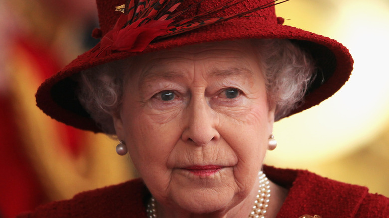 Queen Elizabeth staring