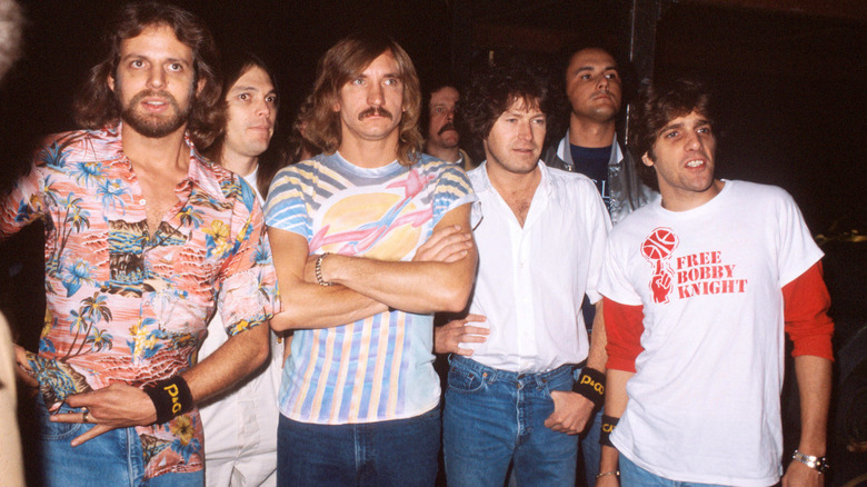 Eagles posing backstage in 1980