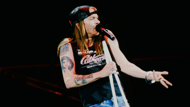 Guns N' Roses' Axl Rose singing onstage