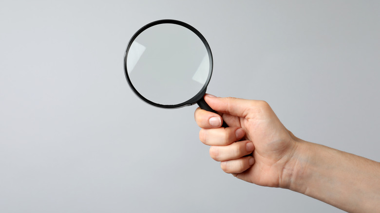 man holding magnifying glass