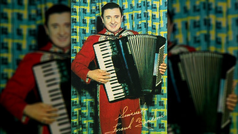 Postcard photo of musician Frankie Yankovic is shown.