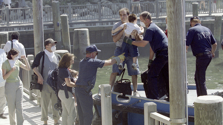 Civilians being evacuated by boat on 9/11