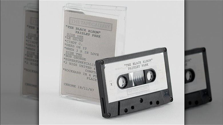 A cassette of Prince's The Black Album