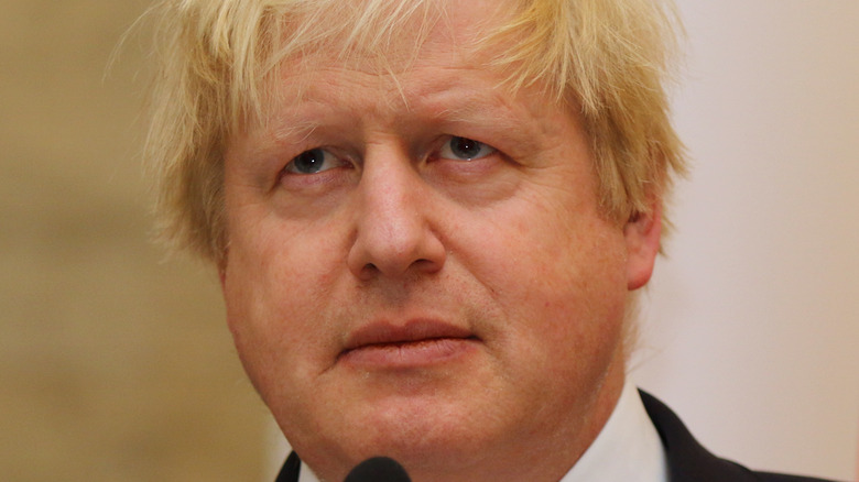 Boris Johnson at the microphone