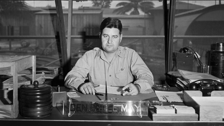 Major General Curtis LeMay sitting behind his desk