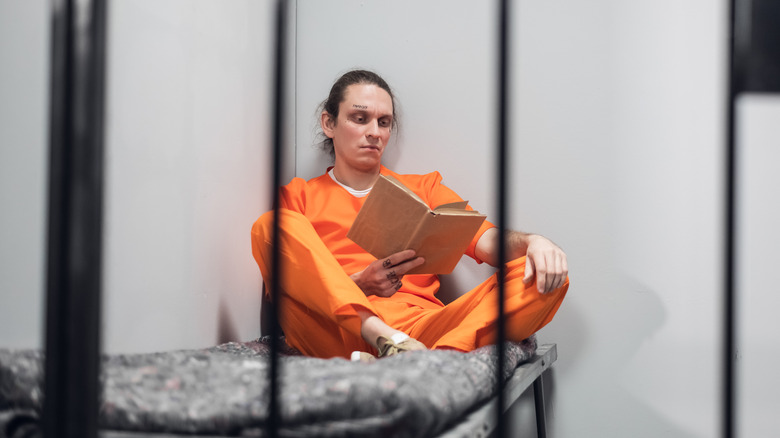 Prisoner reading a book