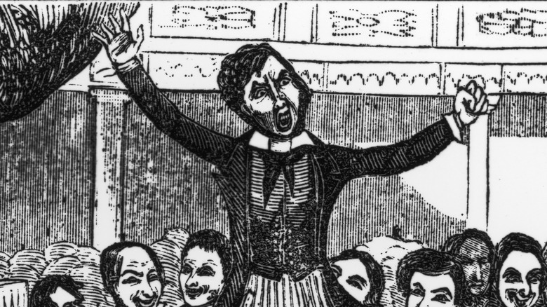 illustration of Davy Crockett giving a speech