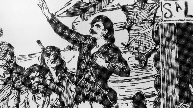 Davy Crockett giving a speech illustration