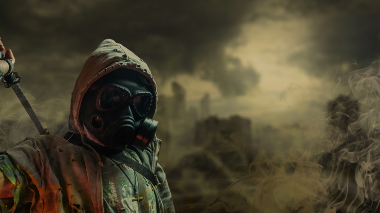man exploring during nuclear winter