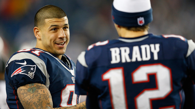 tom brady aaron hernandez talking