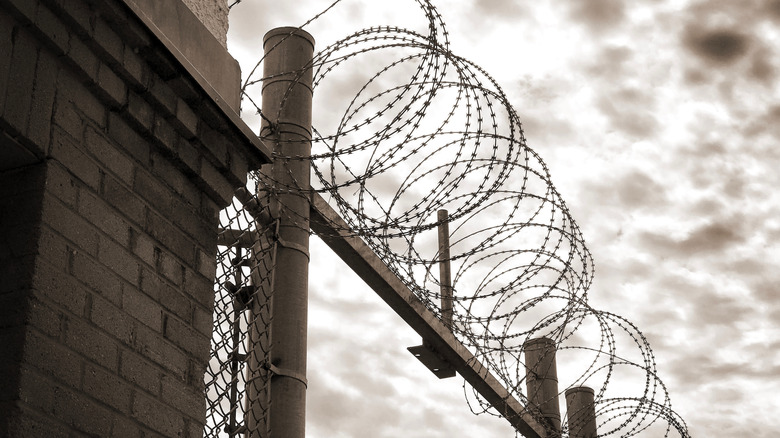 Barbed wire outside a prison