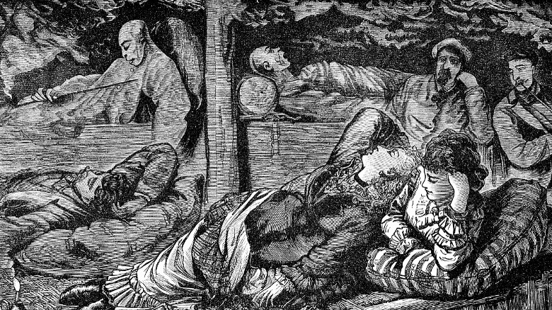 people smoking opium den