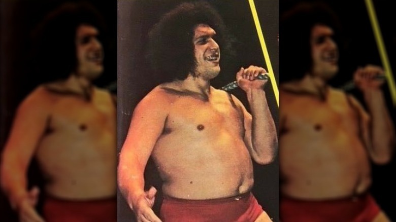 andre giant sitting for an interview