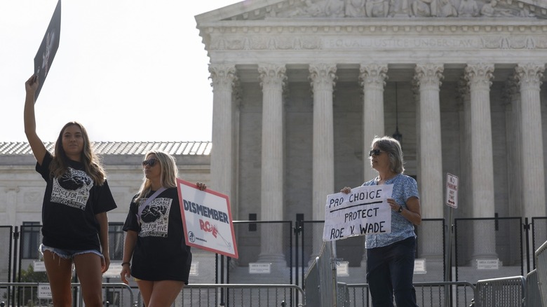 Protesters outside Supreme Court building