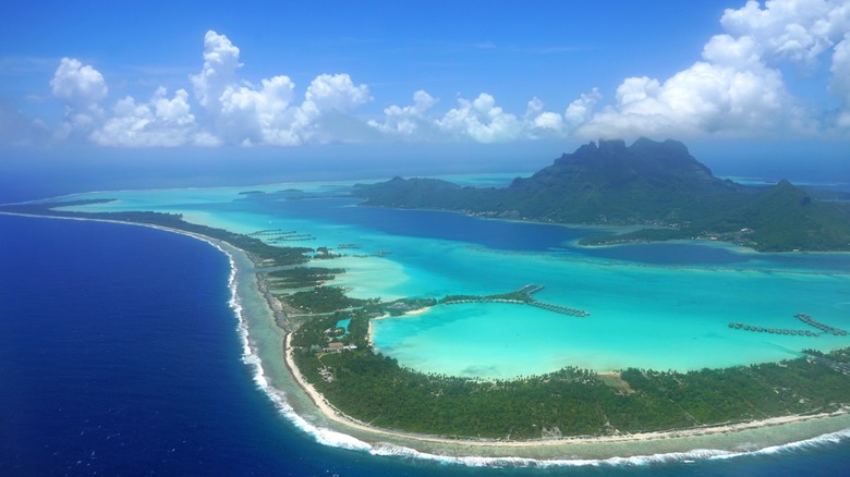 green lagoon around Bora Bora