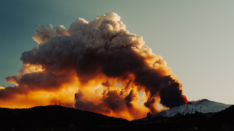 volcano erupting smoke