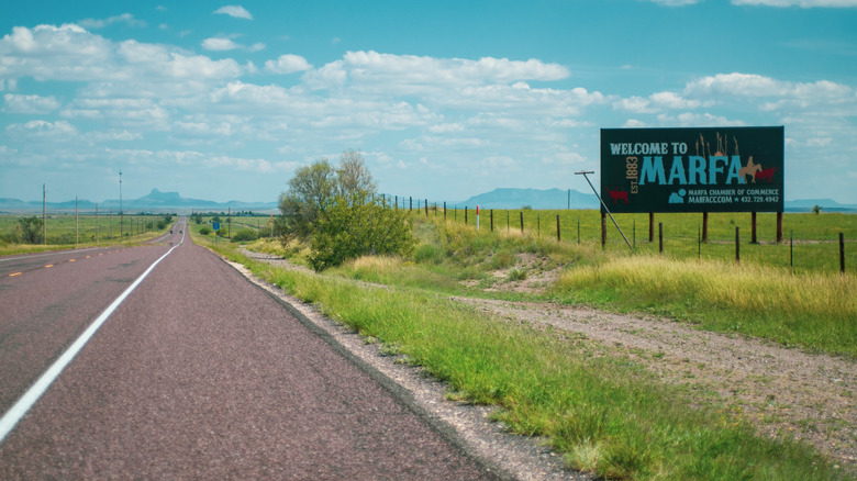 blue Marfa sign