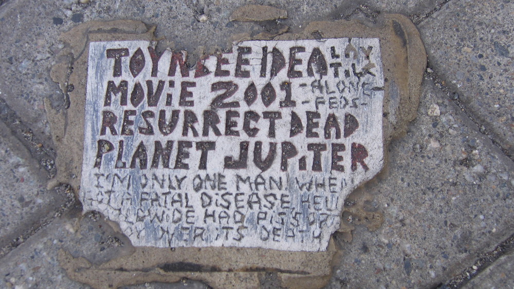 A Toynbee tile on asphalt 