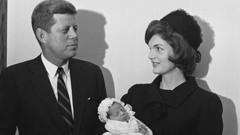 JFK and Jackie Kennedy newborn John Jr.