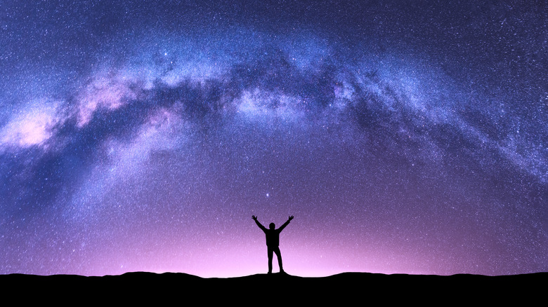 Person under a brilliant night sky