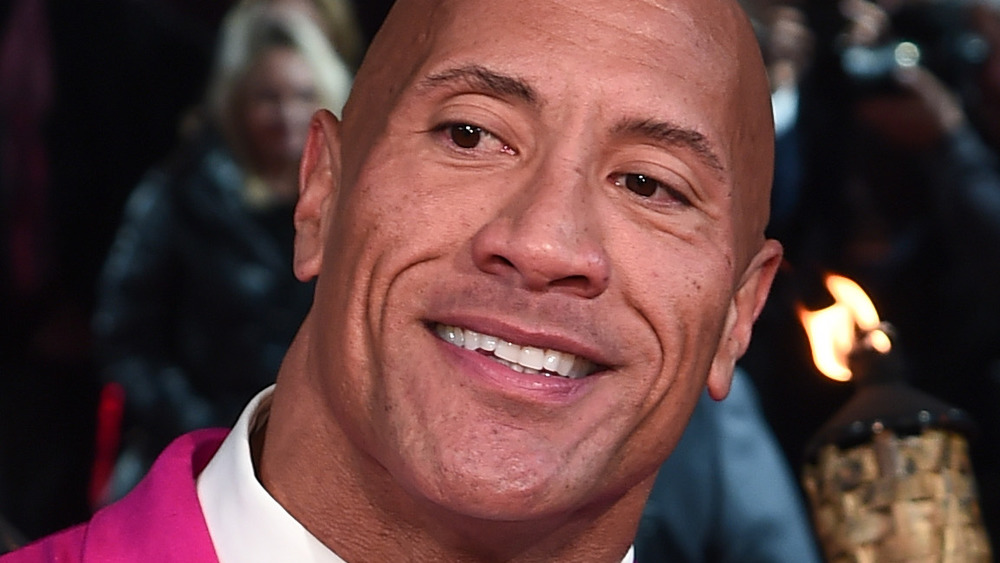 Dwayne Johnson in pink tuxedo