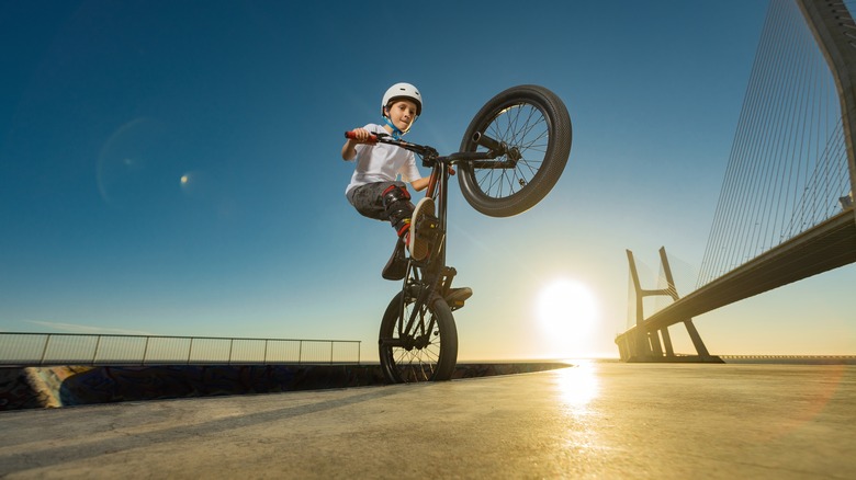 Boy on a BMX jumping