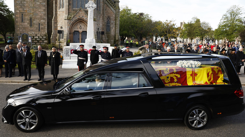 Hearse carrying Queen Elizabeth's coffin 